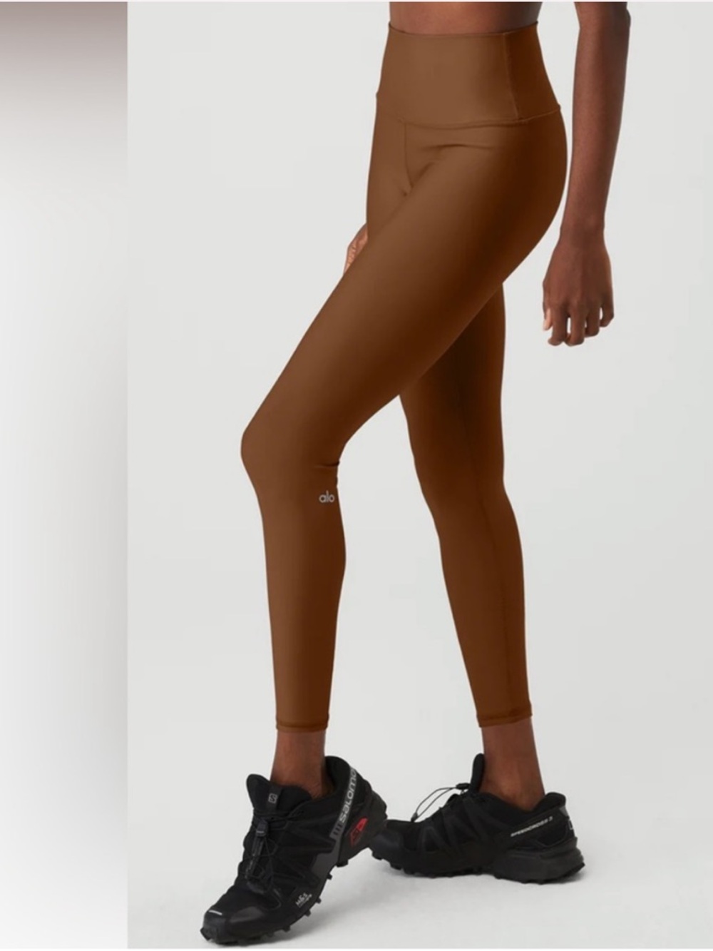 Alo Yoga 7/8 High-Waist Airbrush Legging in Cinnamon Brown - Picture 3 of 5